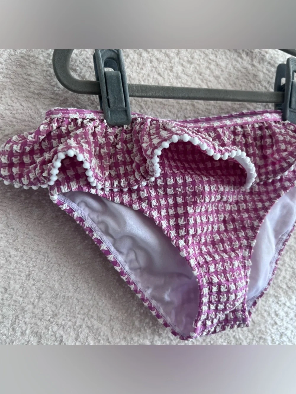 Janie And Jack Two Piece Bikini Set Seersucker Purple White‎ Bathing Suit Size 8